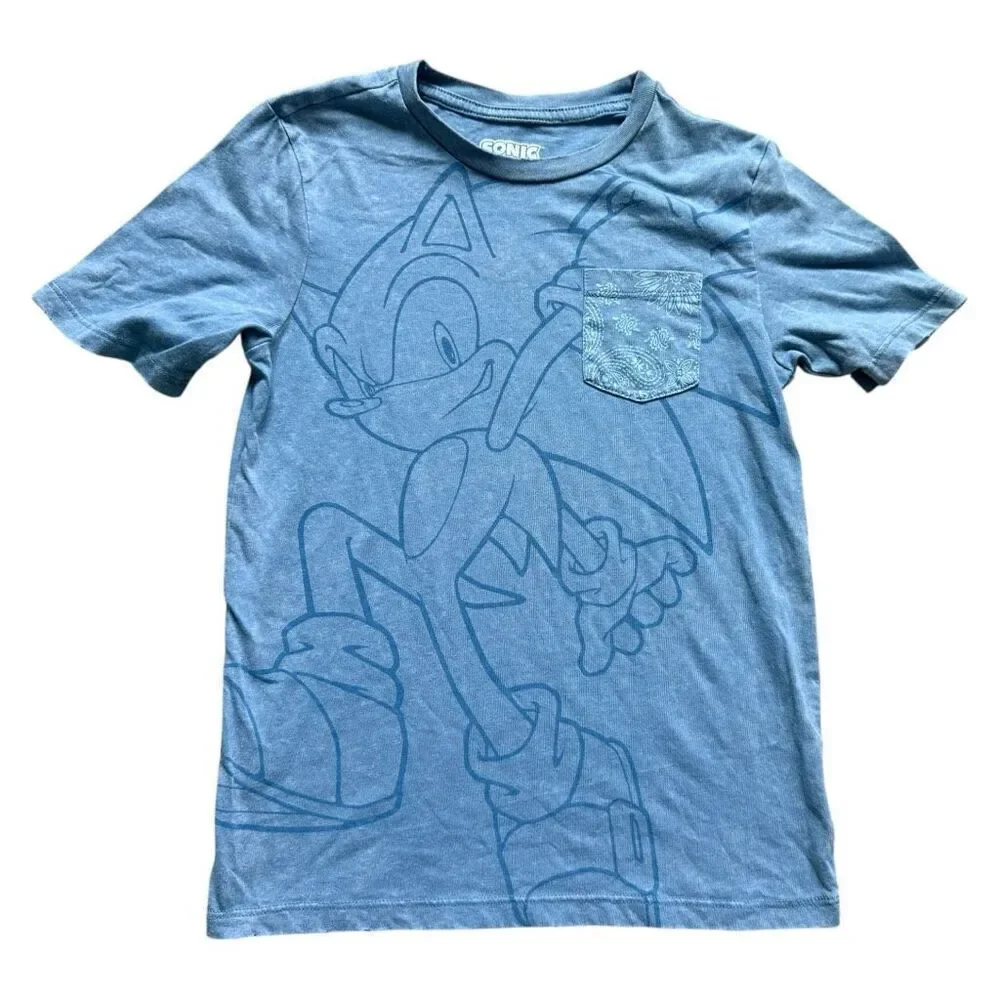 Youth Boys Sonic the Hedgehog Pocket Graphic Tee Shirt - Sz M ( 8 )